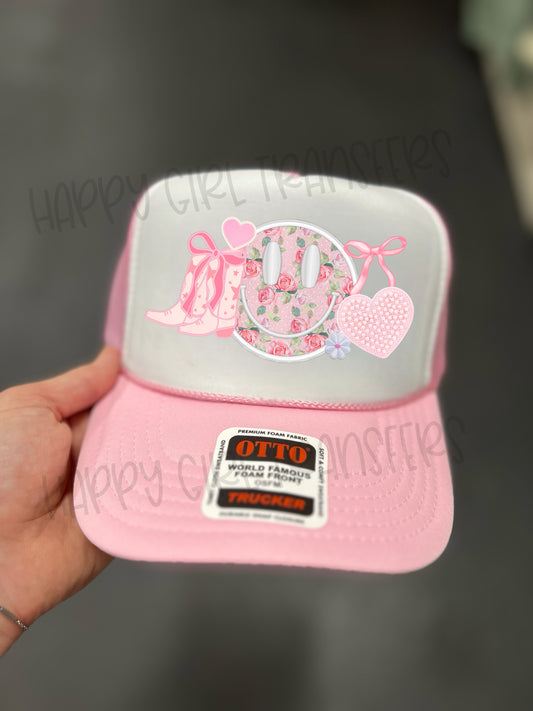 PINK COQUETTE FAUX HAT PATCH - DTF TRANSFER